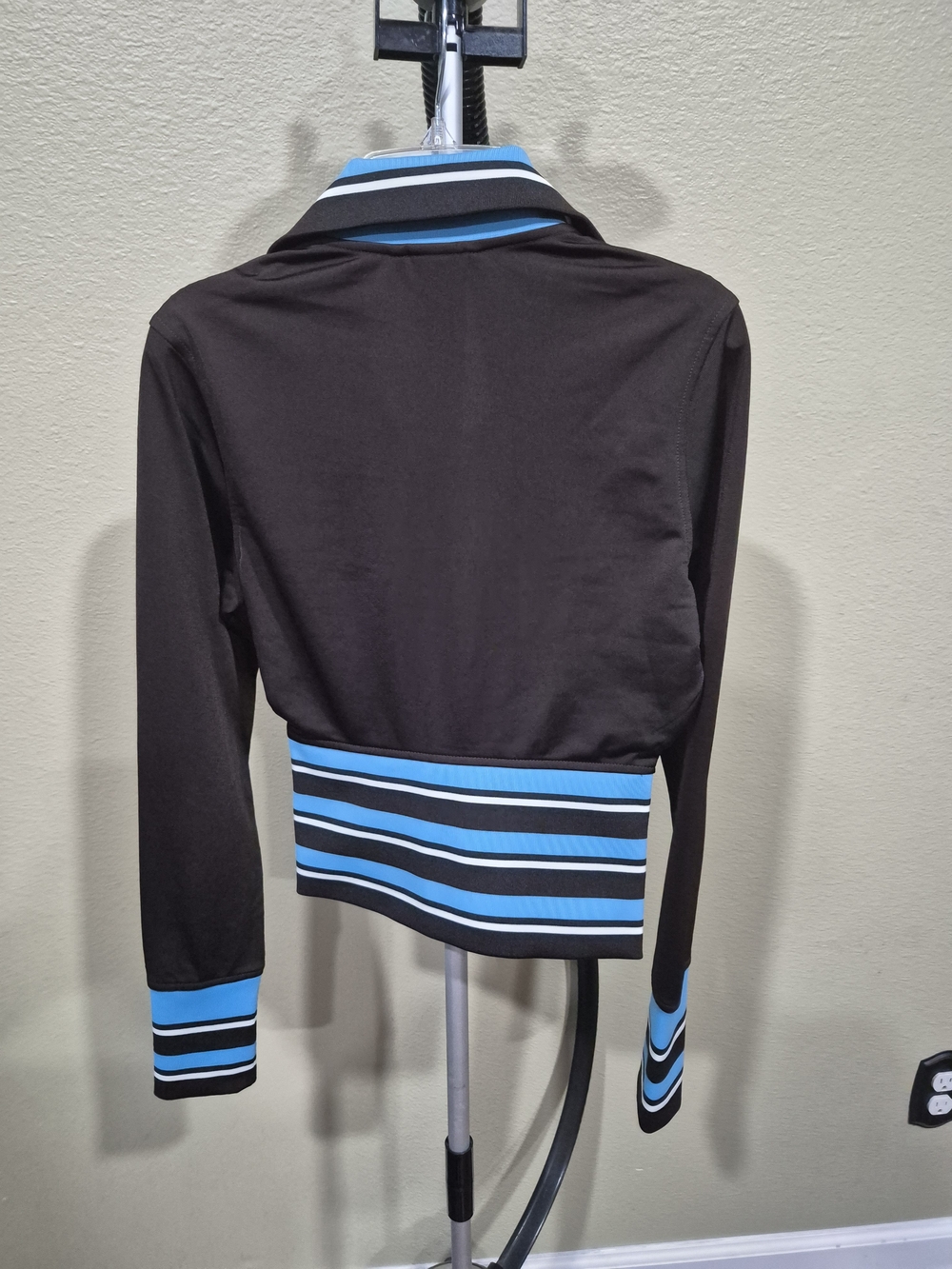 Adidas Women's Vintage TT Brown Track Jacket with Blue Stripe Detail Size XS - Picture 2 of 4